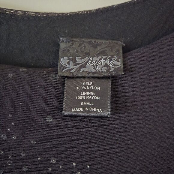 Daytrip Black One Shoulder Beaded Rhinestone Embellished Asymmetrical Top Small - Picture 4 of 9